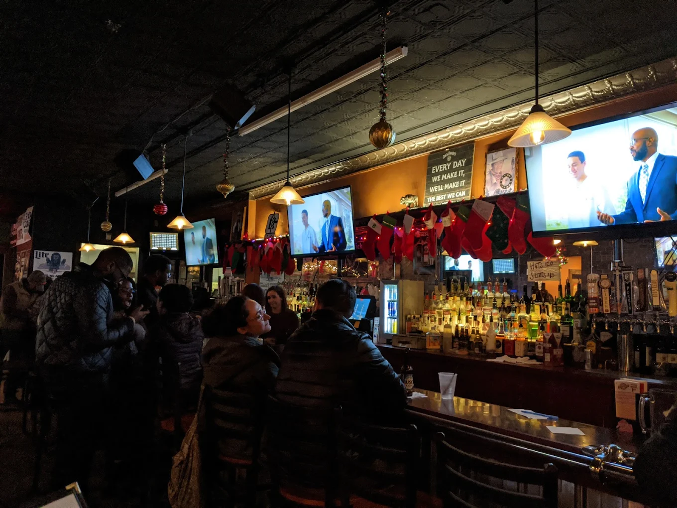Packed bar crowd at Duke's on a Friday night